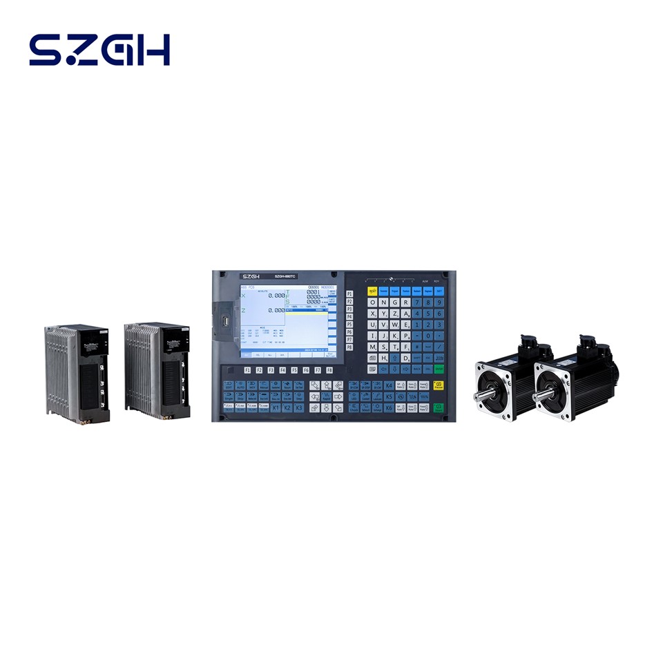 SZGH-880Tc New launch CNC Controller Kit Up to 16-axis control For Lathe, Routers, High precision: 17bits/23-bit absolute encoder support is 3 Axis(X Z) economic type Lathe CNC Controller , with 8.4 inches true color display(800x600) ,
2 analog spindle ,2ms interpolation in high speed, support ATC, PLC and macro, dual spindle control support function.
which obviously maximize machining accuracy, improve the efficiency, precision and surface ,quality of parts processing.