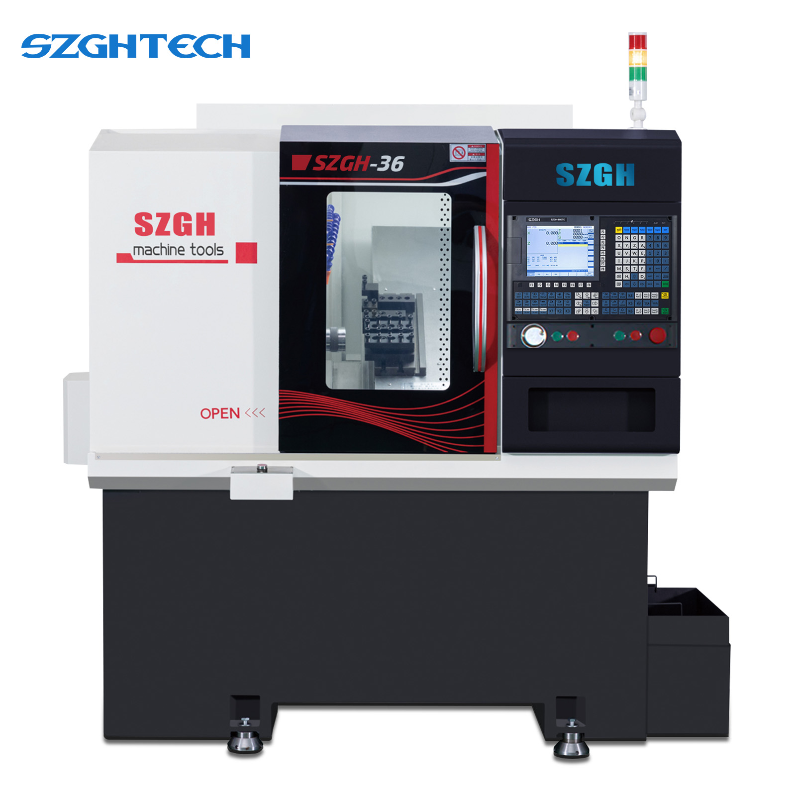 The 36J lathe comes standard with coolant, which efficiently cools the tool and workpiece during machining, effectively reducing thermal deformation and improving surface quality. It is suitable for long-term continuous operation and extends tool life.

The 36J lathe is equipped with a high-precision CNC controller.
Equipped with the advanced SZGH-880TC control system, it offers fast response and strong stability, making it suitable for batch machining of high-precision, complex parts. Its user-friendly interface and multi-language operating system make it easy for users worldwide.